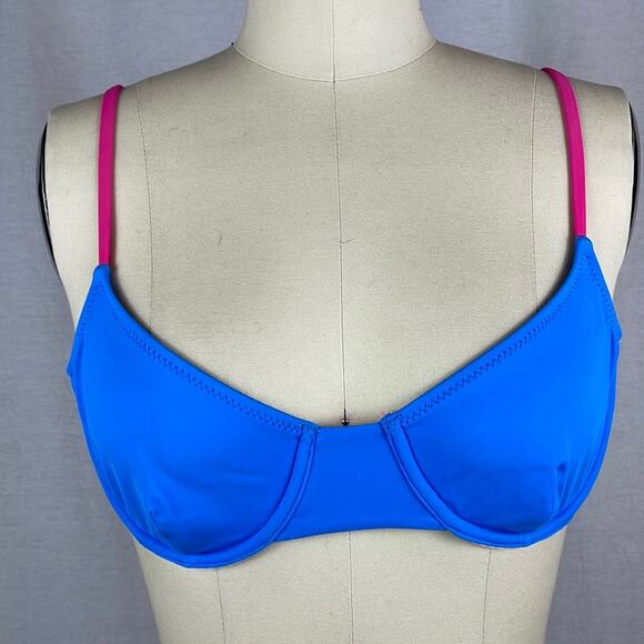 Solid and Striped Logan Bikini in Pink & Blue - Picture 1 of 5